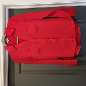 Express Portofino Red Button Up Long Sleeve